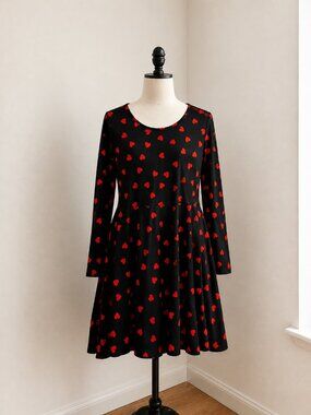 Casual Black Dress with Hearts